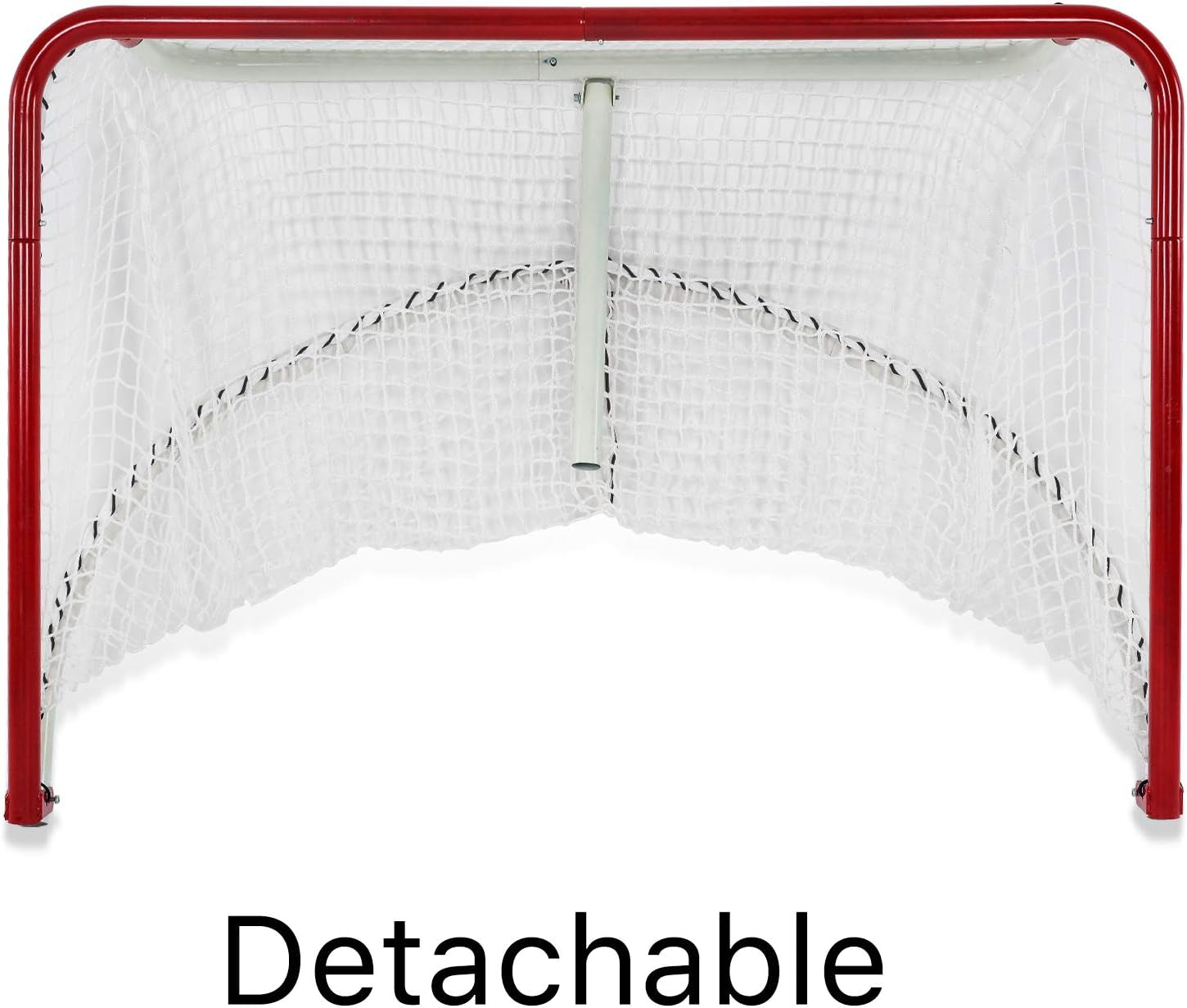 Kapler Foldable Hockey Goal，6' X 4' Steel Hockey Net Professional Street Hockey Shooting Targets with Red Frame and White Netting (Round)